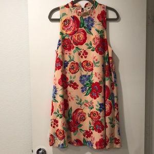 The Impeccable Pig Pink Floral Sleeveless Dress